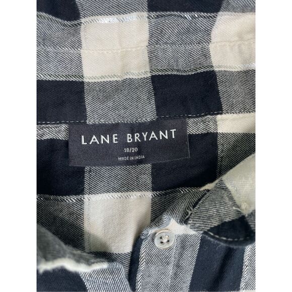 Oversized Buffalo Check Button Down Shirt Lane Bryant Women 18/20 Black White‎ - Picture 4 of 9